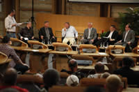 The panel debate the future of our national game in the "Scotland's Political Football" event
