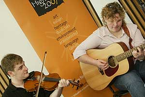 Musicians performing at the Highland event. 